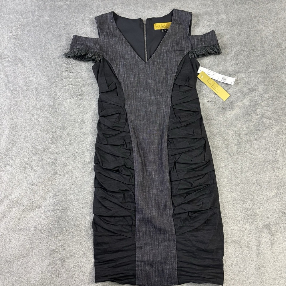 Nicole Miller Dress‎ 4 USA Ruched Cold Shoulder Fall Sexy Designer Runway $365